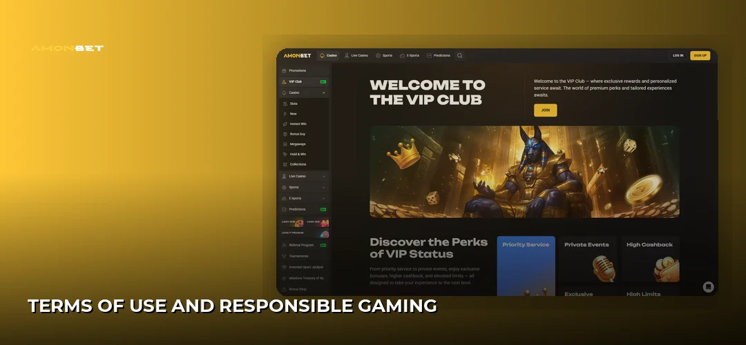 Terms of Use and Responsible Gaming